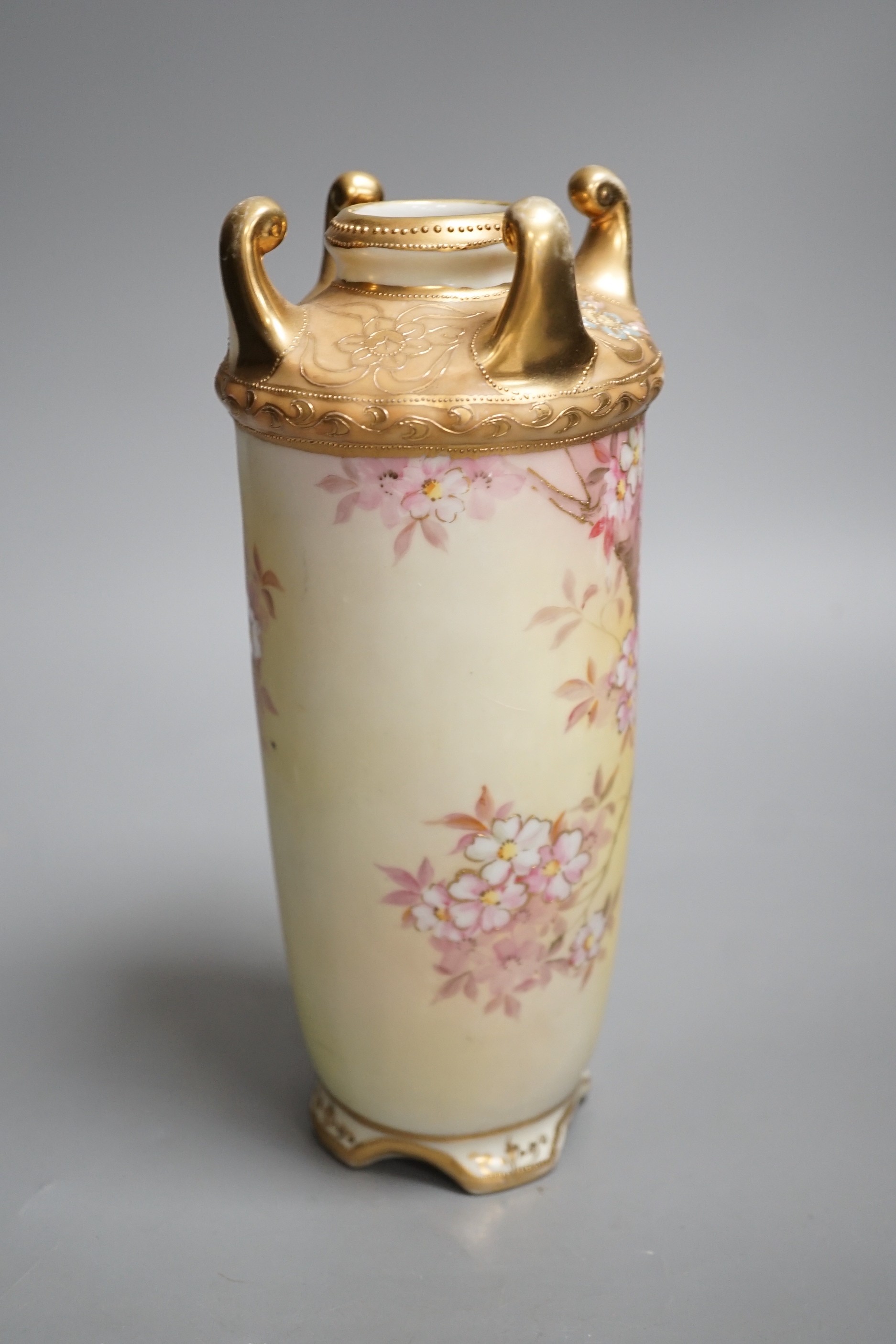 A Noritake floral vase, 23.5cm high